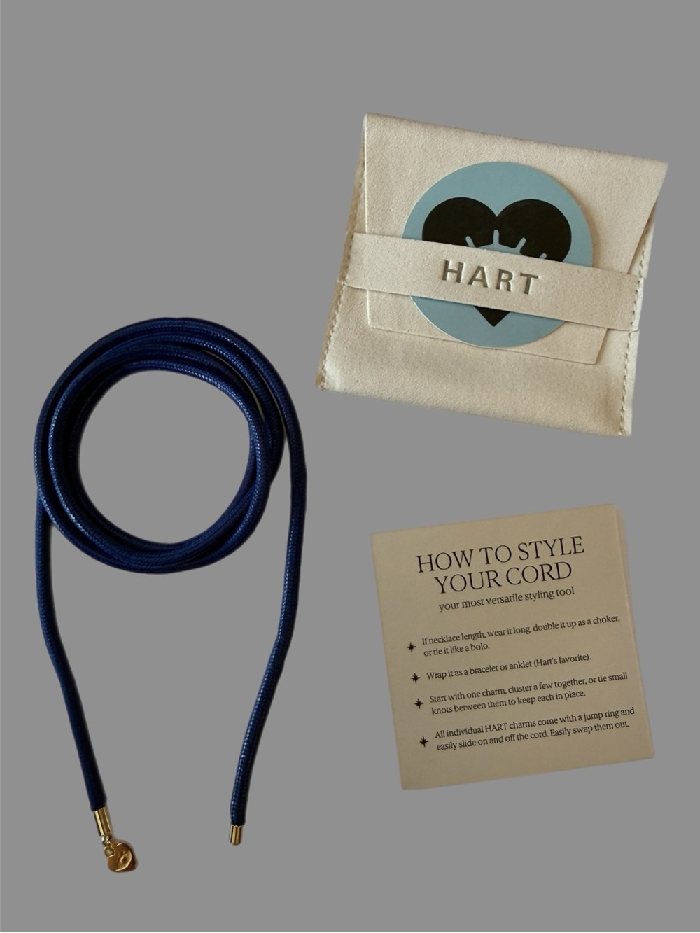 HART Navy Necklace Cord with Gold Accents